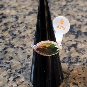 Bomb Party RBP2169 The Sterling Club Watermelon Tourmaline .925 SS Sz 6